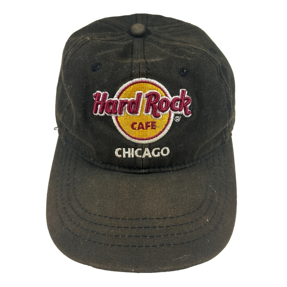 Vintage Hard Rock Cafe Chicago Authentic Travel Hat Cap Black Mens Adjustable